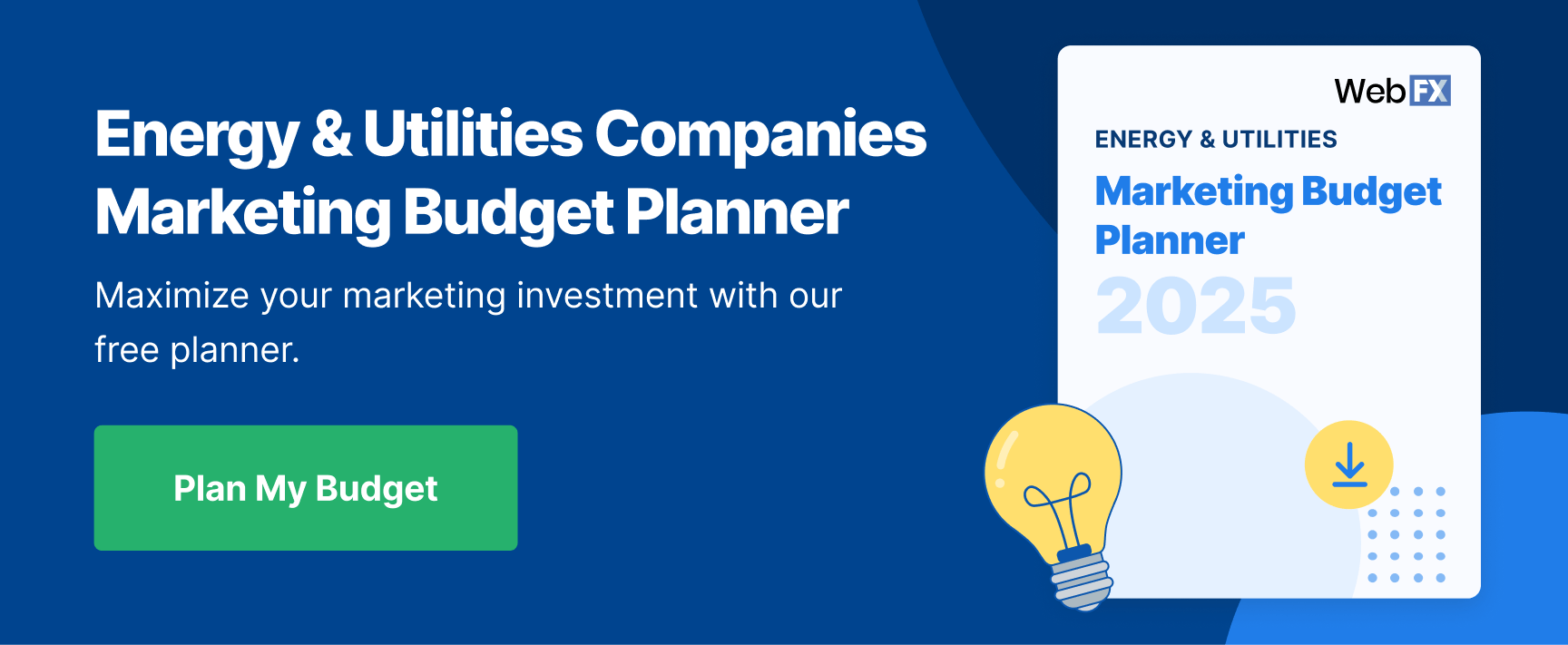 Utilitários de energia do Orçamento de Marketing CTA