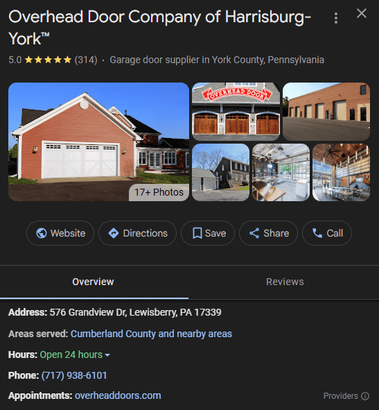 Overhead Door Company Google Business Perfil