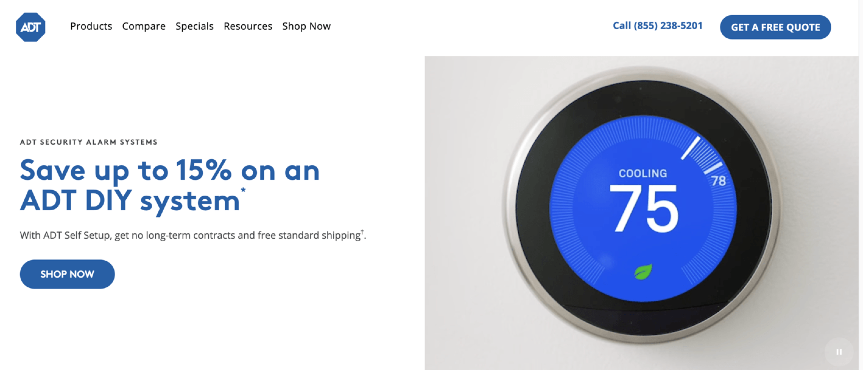 Captura de tela da página inicial do ADTS