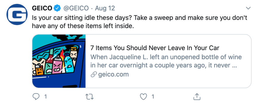 Artigo compartilhado do Geico Twitter