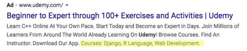 exemplo de cursos de snippet estruturado