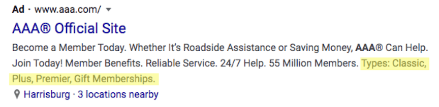 exemplo de tipos de snippets estruturados