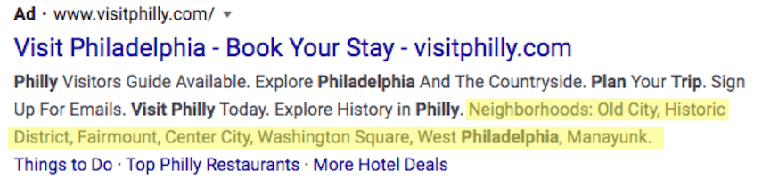exemplo de vizinhanças de snippets estruturados