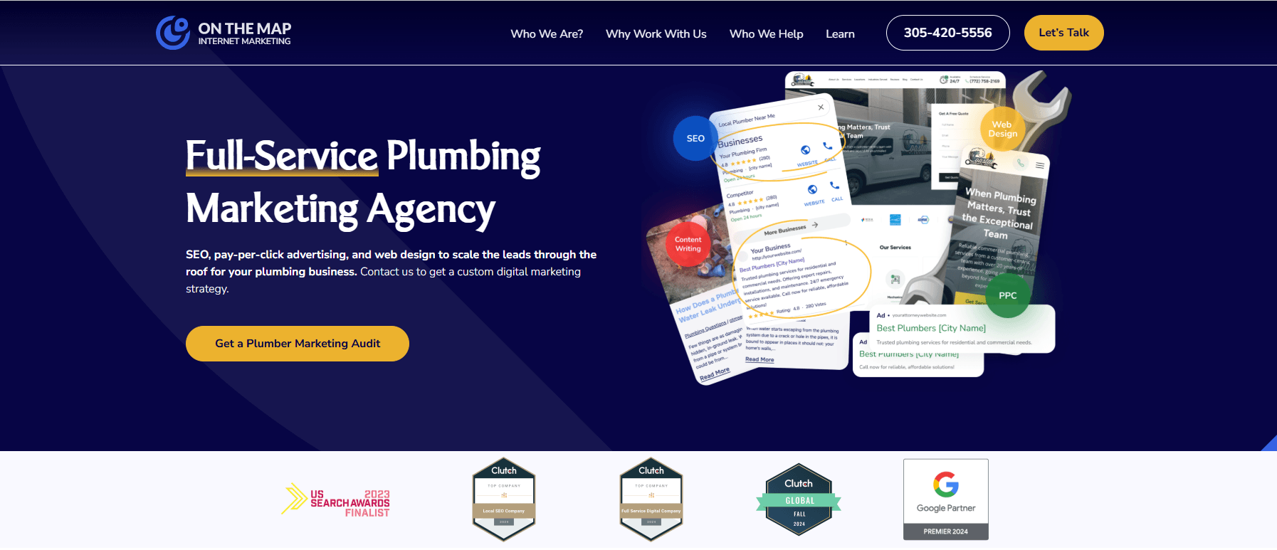 captura de tela da página de serviços de encanamento do mapa