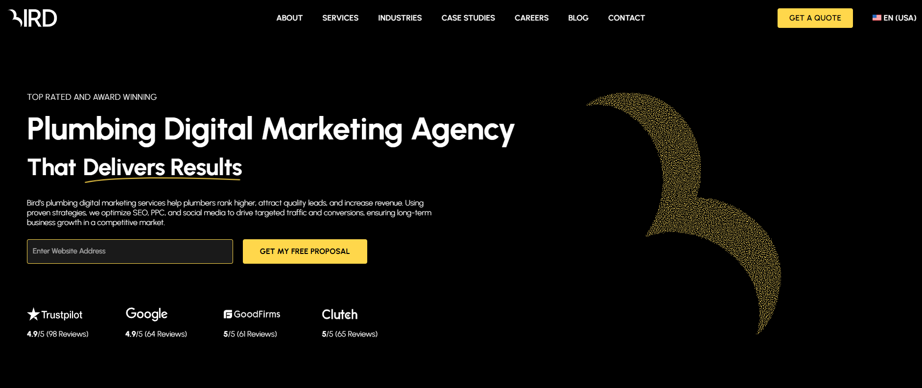 página de serviços de marketing de encanamento de pássaros 