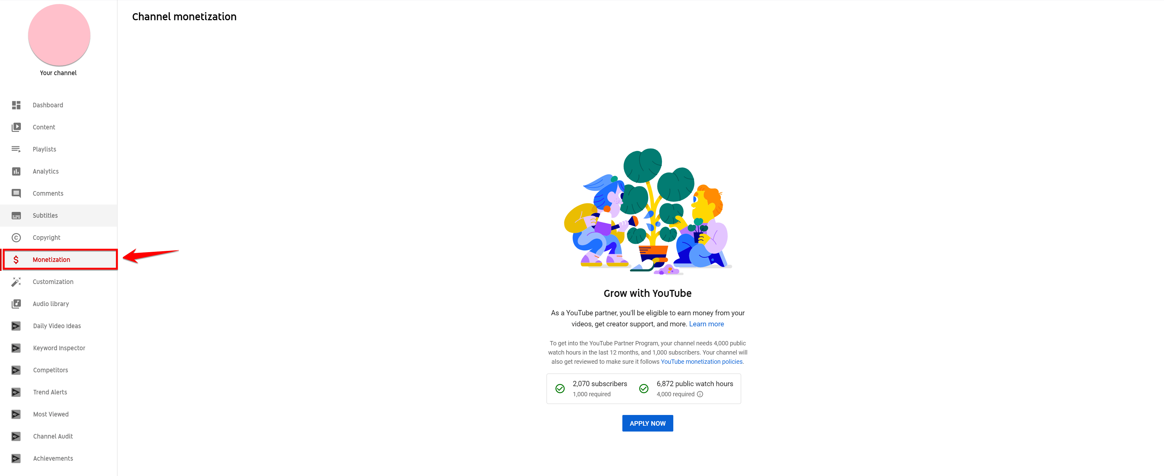 Guia Monetização no YouTube Studio