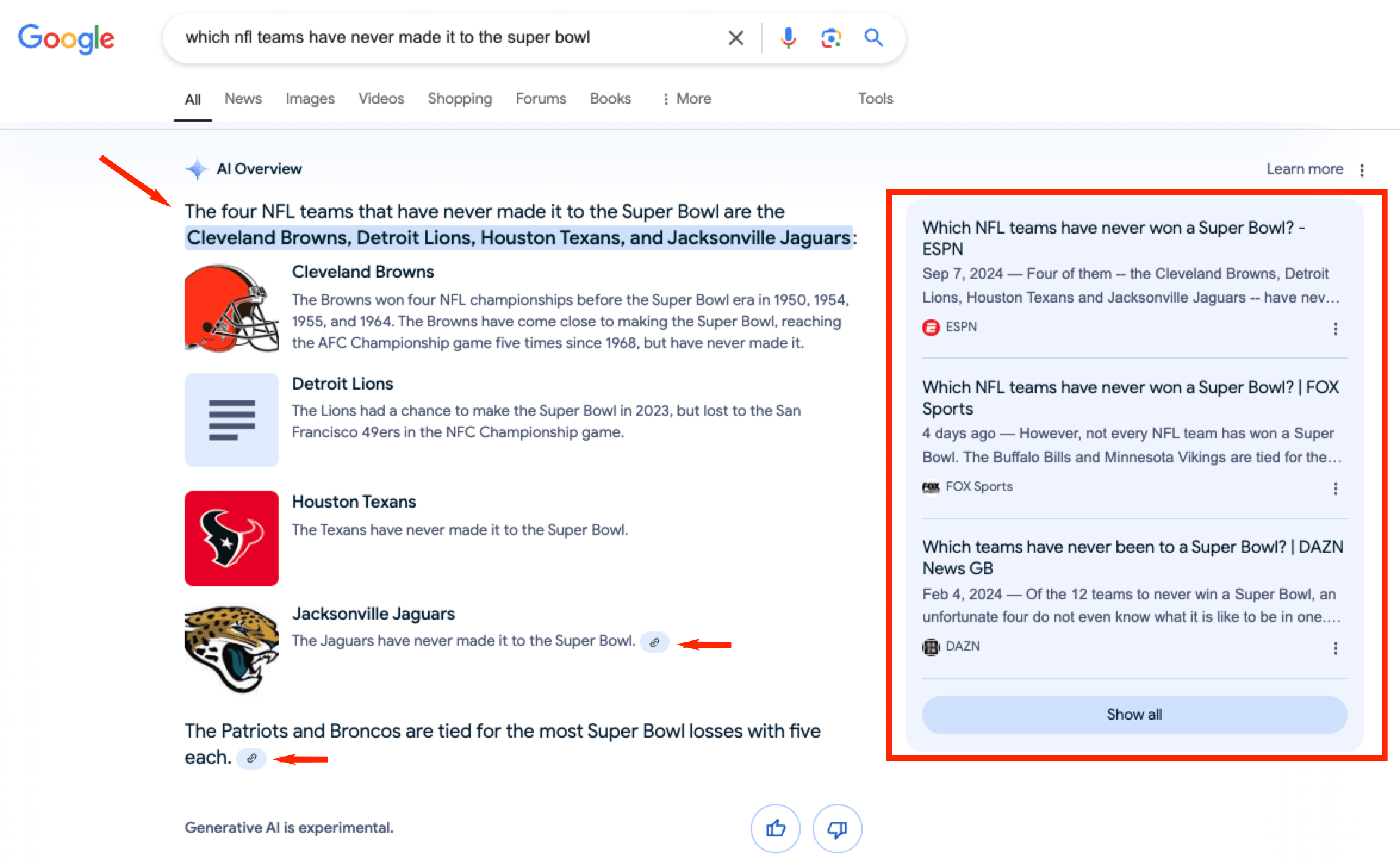 exemplo de visão geral do Google AI nos resultados de pesquisa