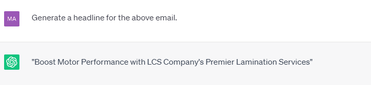 Um exemplo de título de e-mail gerado a partir do ChatGPT