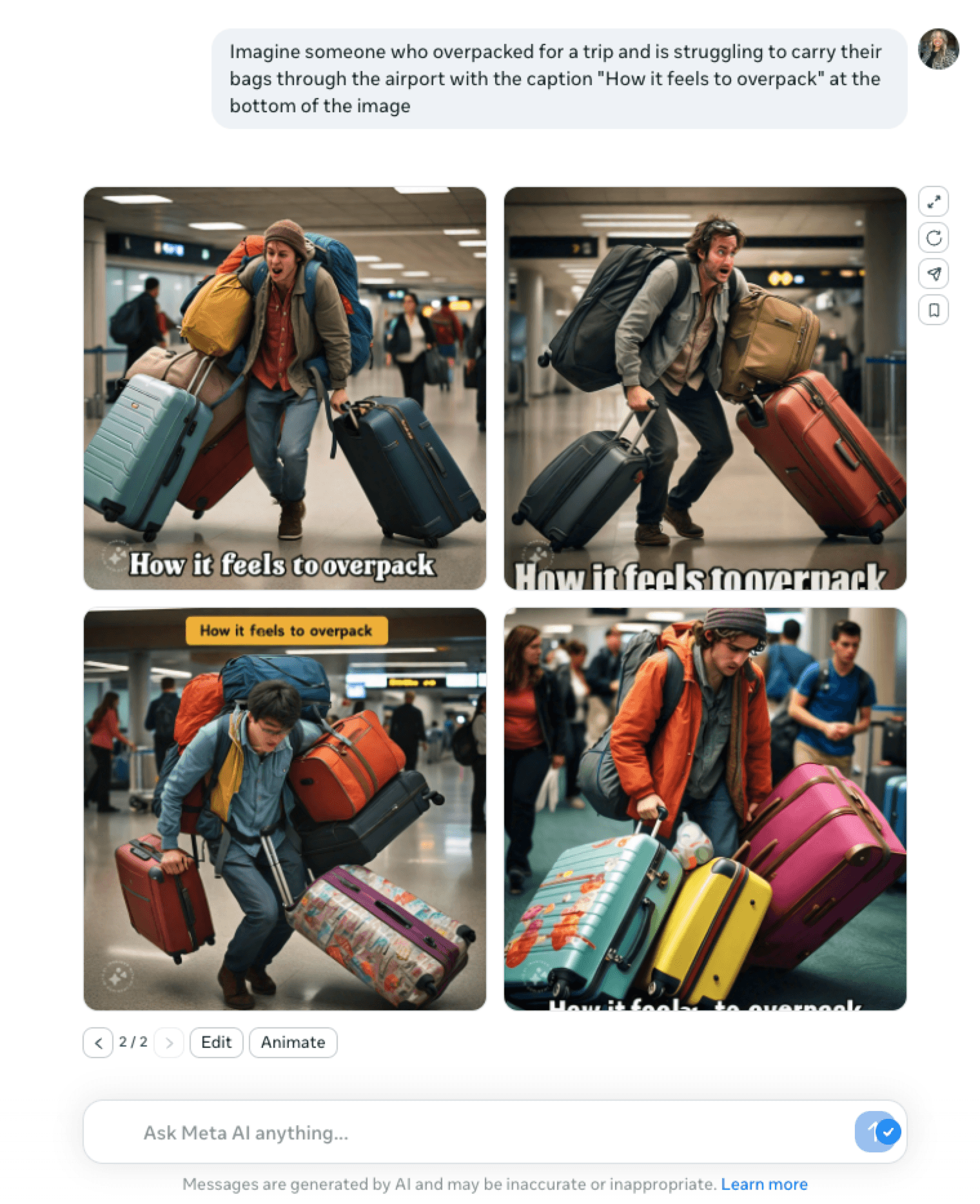 exemplo de gerador de imagem meta ai