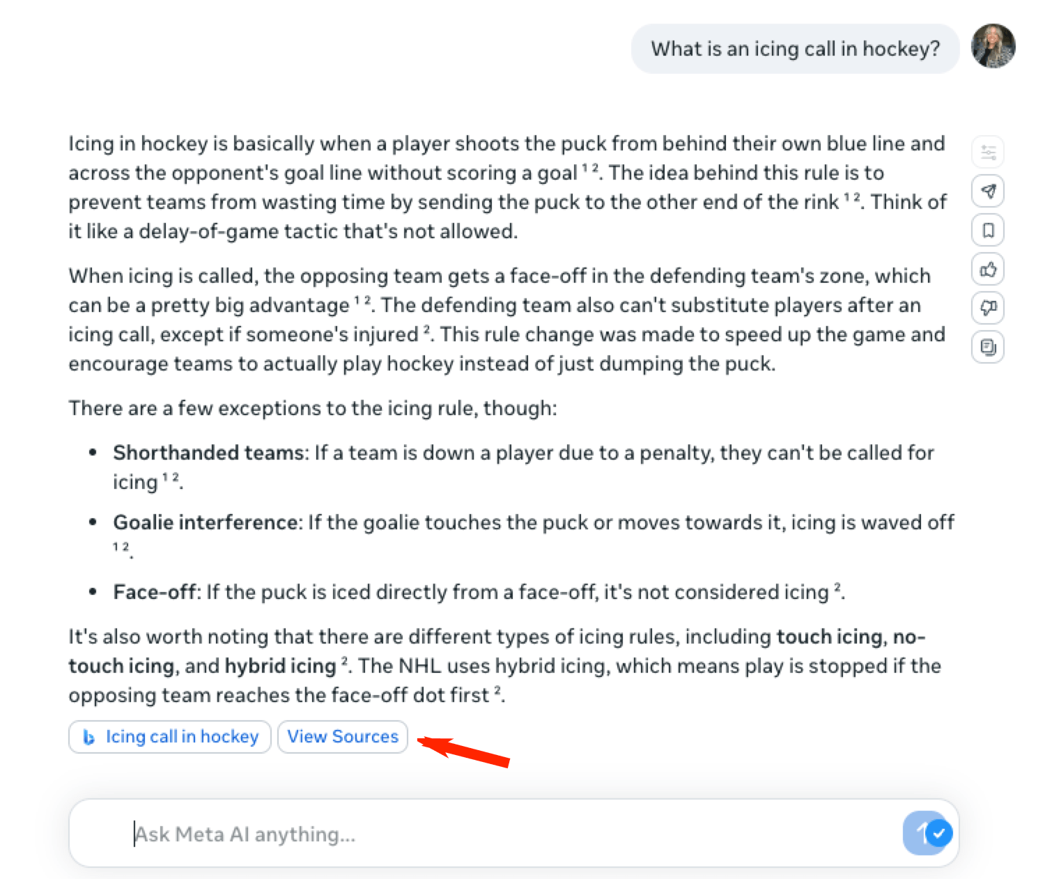 opção de lista de fontes meta ai
