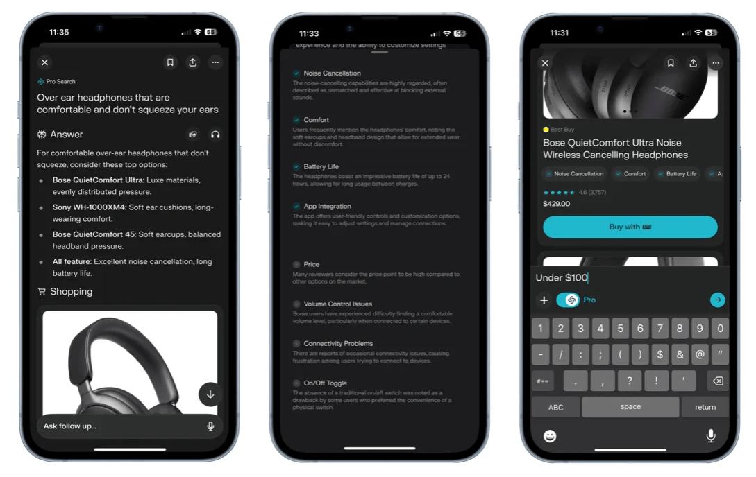 captura de tela da perplexidade de compras no bate-papo