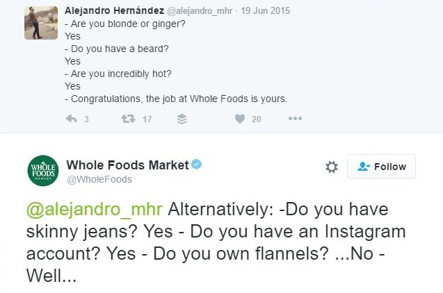 Whole Foods, resposta espirituosa do Twitter à piada do usuário sobre os requisitos do trabalho moderno
