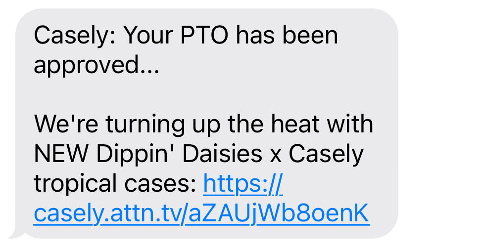 mensagem de marketing casely sms