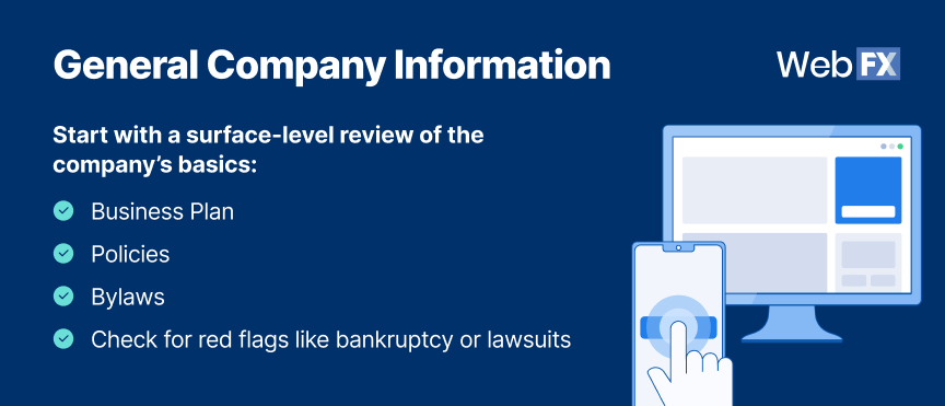Informações gerais da empresa a serem incluídas com a devida diligência