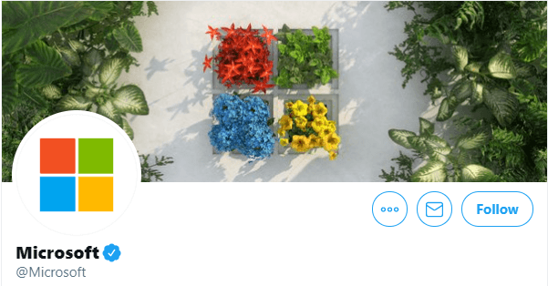 Banner de mídia social da Microsoft no Twitter