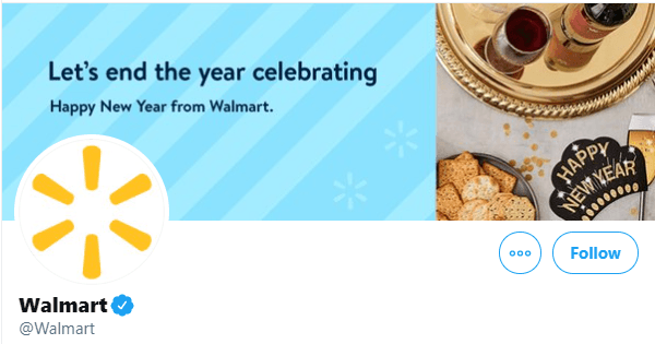 Banner personalizado do Twitter do Walmart para o Ano Novo