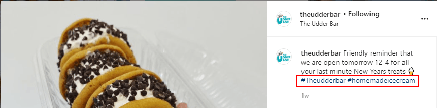 Usando hashtags de marca e descritivas