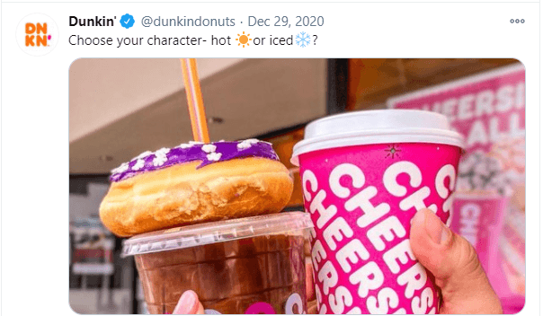 Dunkin Donuts compartilhando conteúdo de marca nas redes sociais