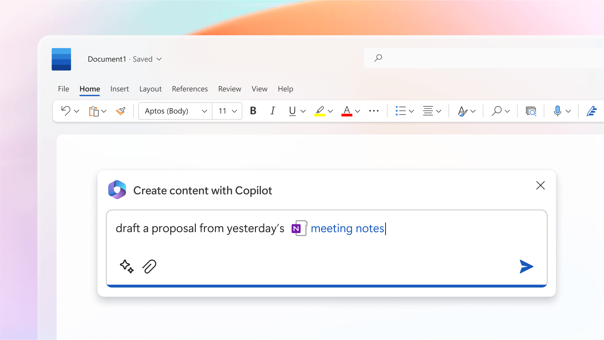 O Copilot no Microsoft Word gera rascunhos, comparações e resumos a partir de um único prompt.