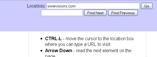 WebAnywhere - captura de tela.