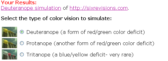 Vischeck - captura de tela.