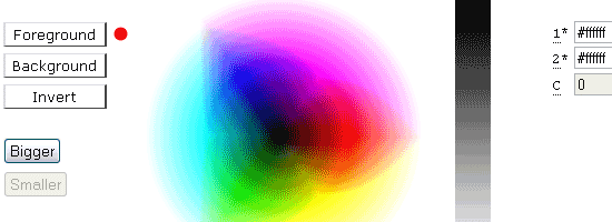 Roda de cores de acessibilidade - captura de tela.