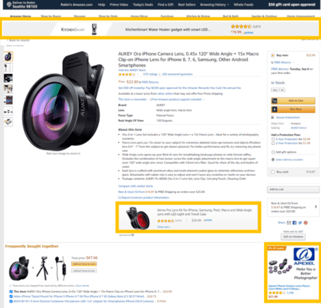 Públicos de exibição patrocinados na Amazon: localização