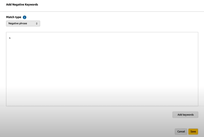 Como adicionar palavras-chave negativas da Amazon: etapa dois