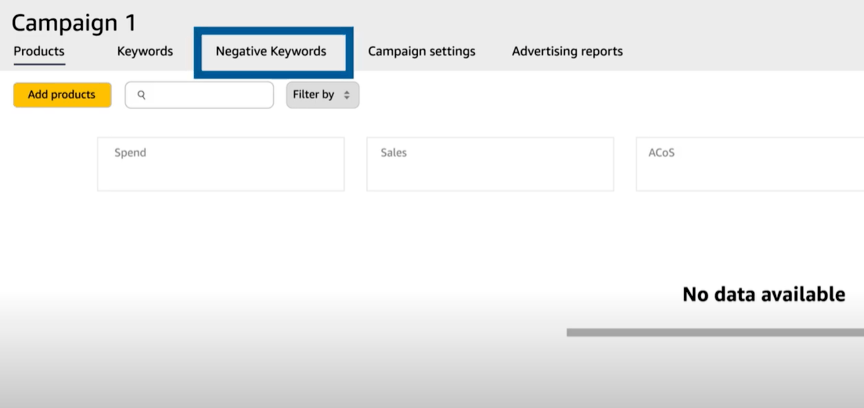 Como adicionar palavras-chave negativas da Amazon