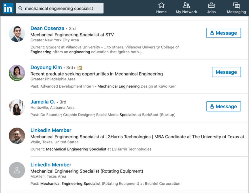 pesquisa de pessoas especialista em engenharia mecânica no LinkedIn