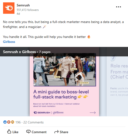semrush de conteúdo salvo