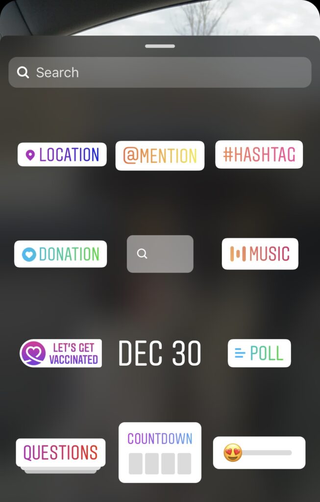 Diferentes tipos de adesivos do Instagram