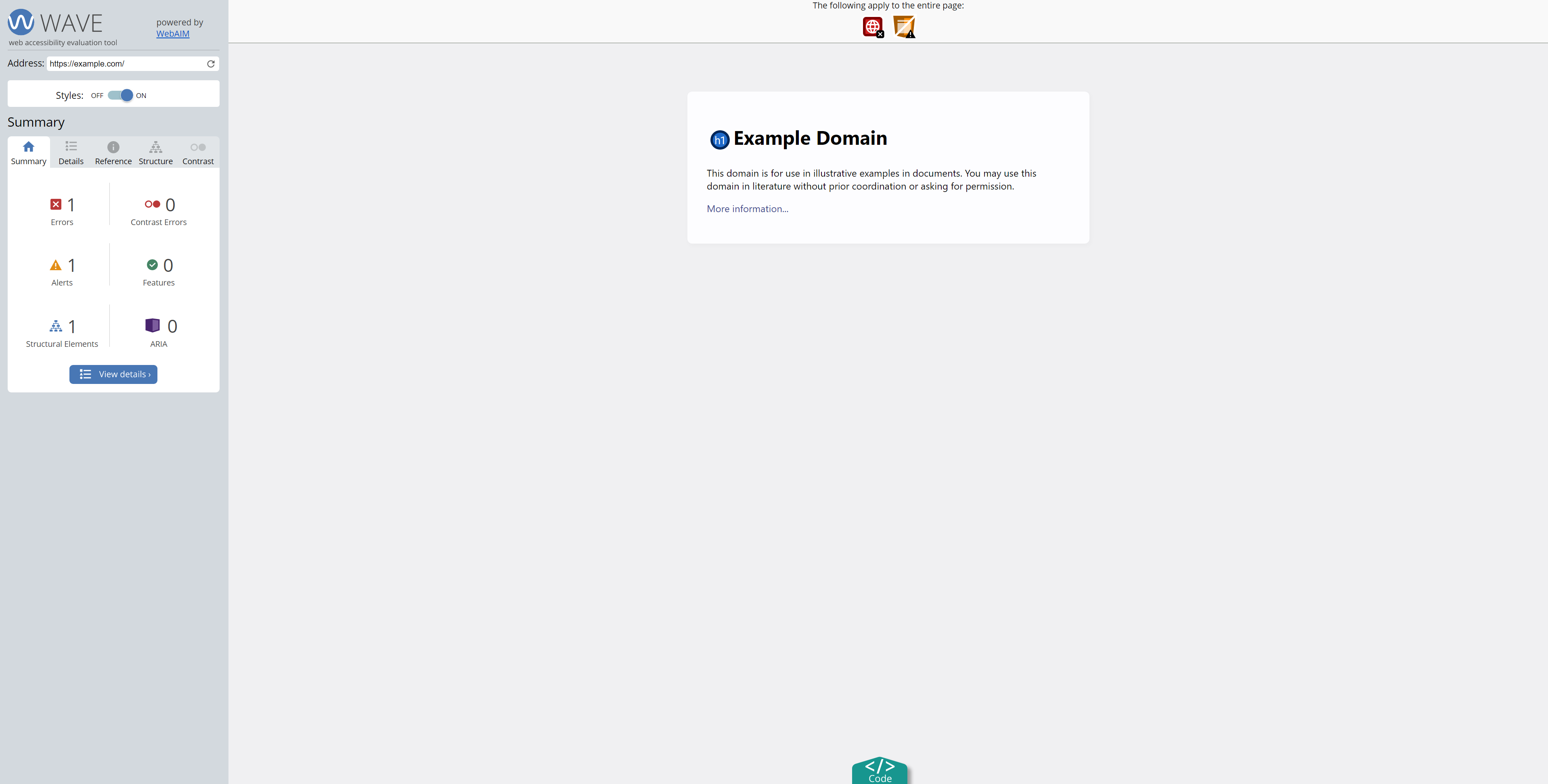 Verificador de acessibilidade WAVE