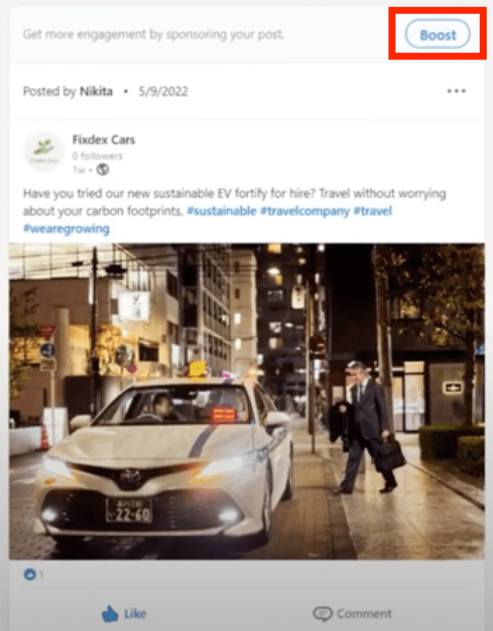 Impulsione uma postagem no LinkedIn