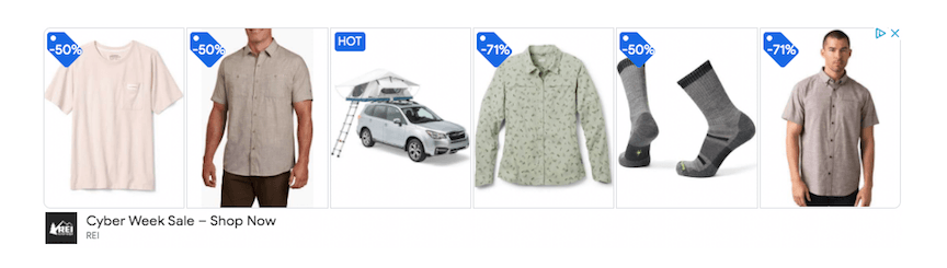 Anúncio de retargeting REI