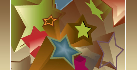 Como fazer estrelas vintage em vetor 3D - visualização.