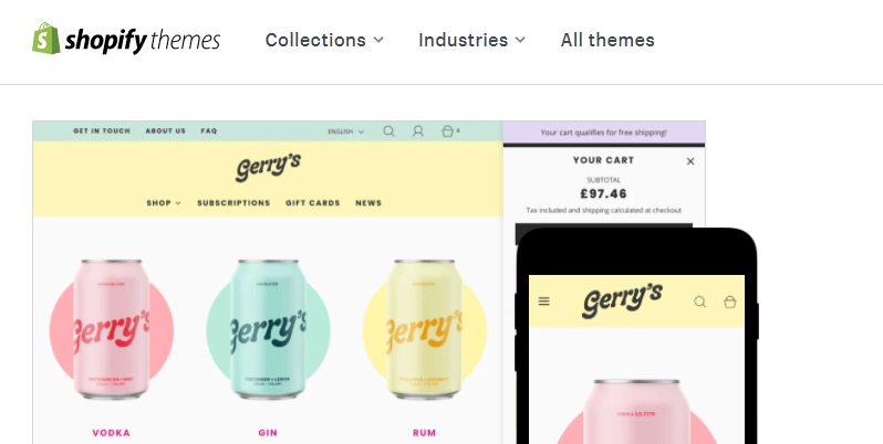 Tema colorido do shopify apresentado em seu site