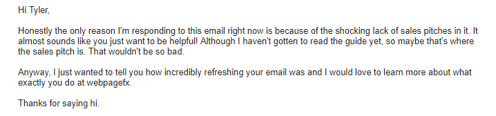 Resposta por e-mail a um boletim informativo por e-mail que o respondente recebeu.