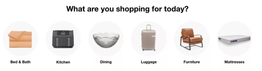 Categorias de produtos da Macy's