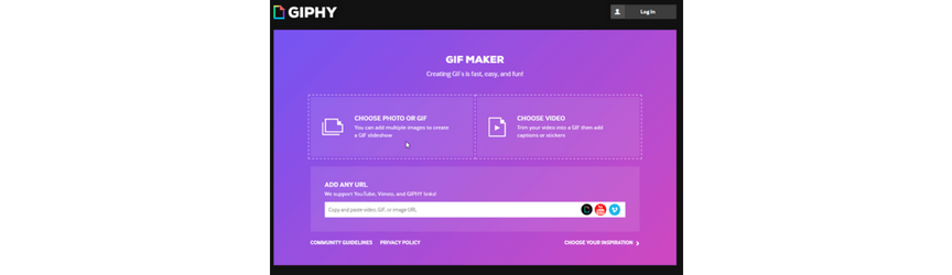 A página da web para criar um GIF no GIPHY