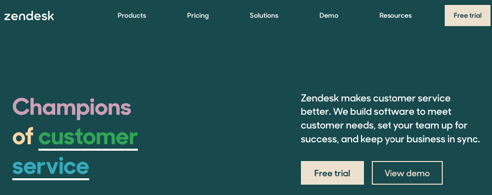 Página inicial do Zendesk para software de chat