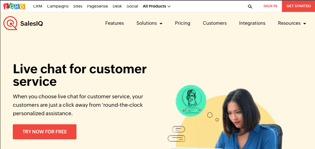 Software de chat ao vivo da Zoho