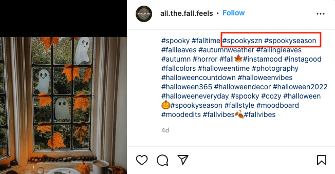 Postagem de Halloween usando hashtag Spooky Season