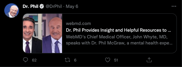 Dr. Phil tweetou sobre conscientização sobre saúde mental