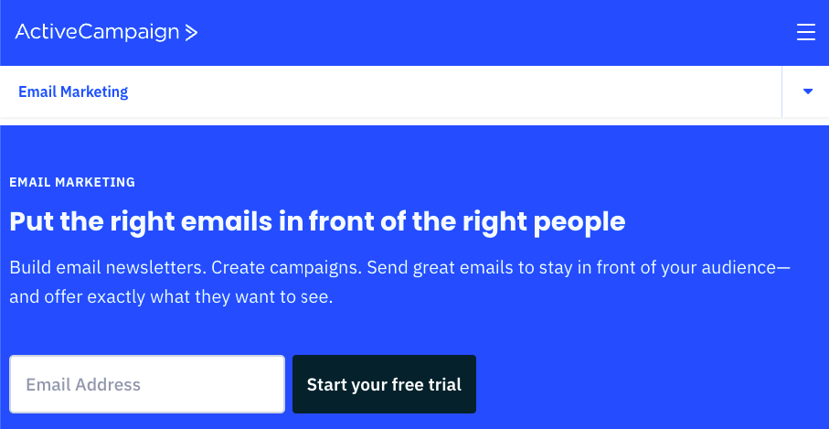Homenagem da campanha ativa com fundo azul royal e informações sobre seu software
