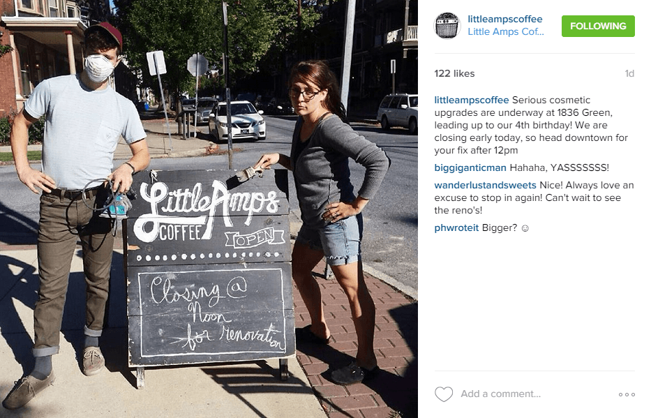 postagem no instagram de café com pequenos amplificadores