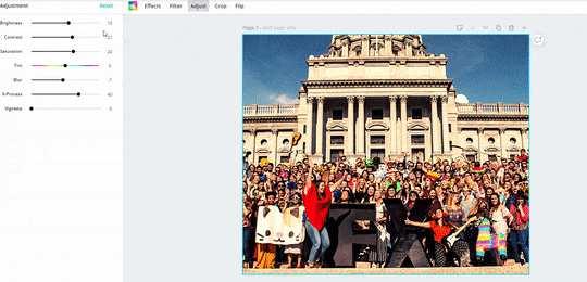 Editando uma foto da equipe WebFX no Canva