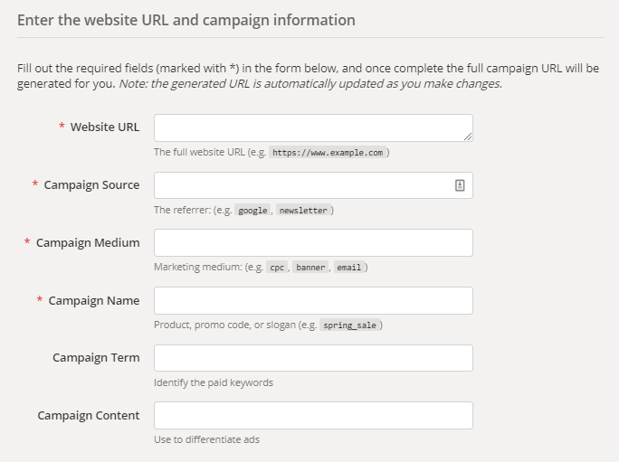 Construtor de URL personalizado do Google