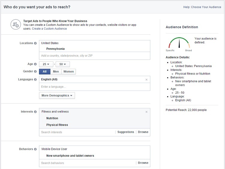 segmentação do Facebook