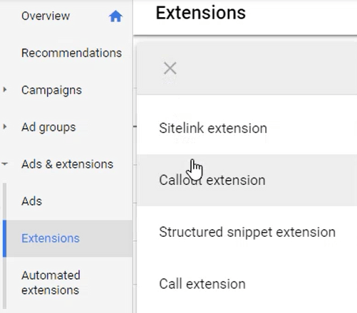 Opções do Google Ads